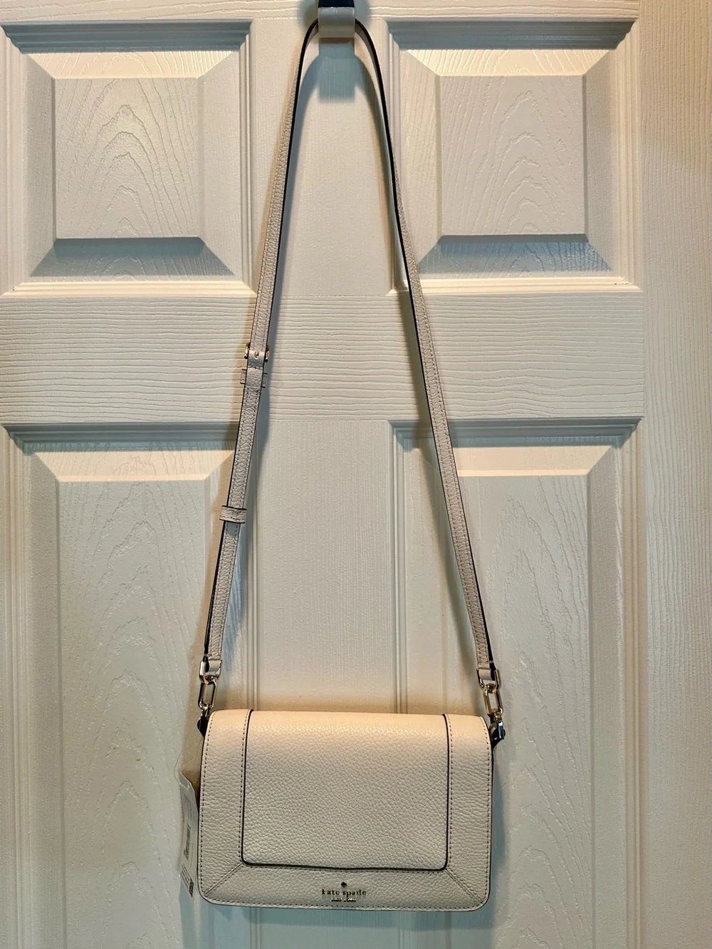 NWT ❤️ kate spade New York Lena Pebbled Leather Crossbody in Parchment MSRP $299